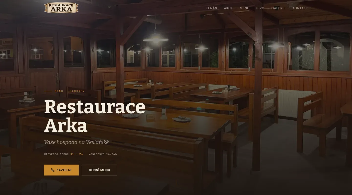 Website preview of Restaurace Arka